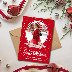Cute Santa's Helper Christmas Photo Holiday Card