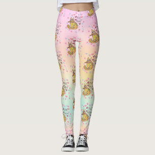 Cute sarcastic cartoon kitty hail Satan Leggings