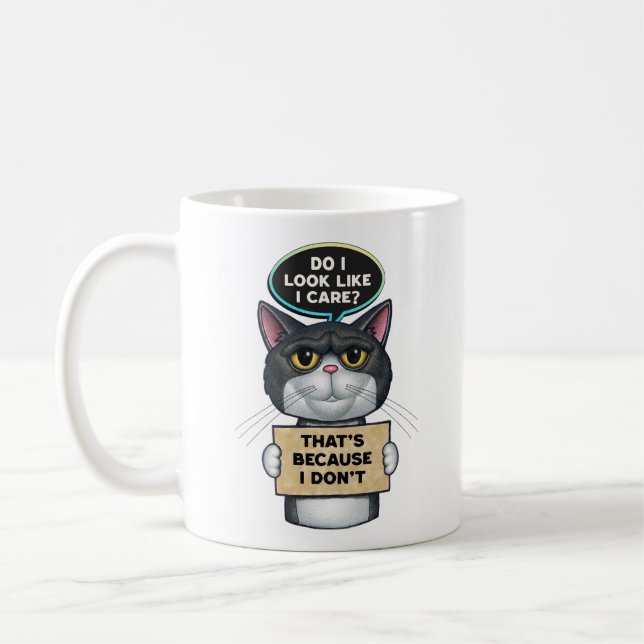 Cute Sarcastic Tuxedo Kitty Cat Coffee Mug (Left)