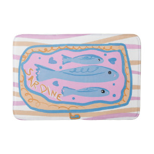 Cute Sardine Art Bath Mat