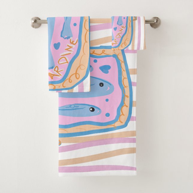 Cute Sardine Art Bath Towel Set (Insitu)