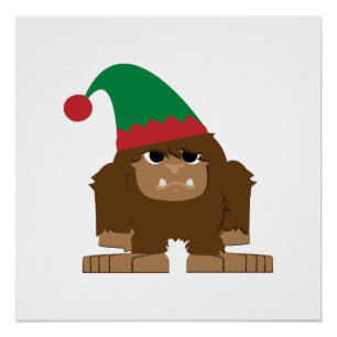 Cute Sasquatch Christmas Elf Poster
