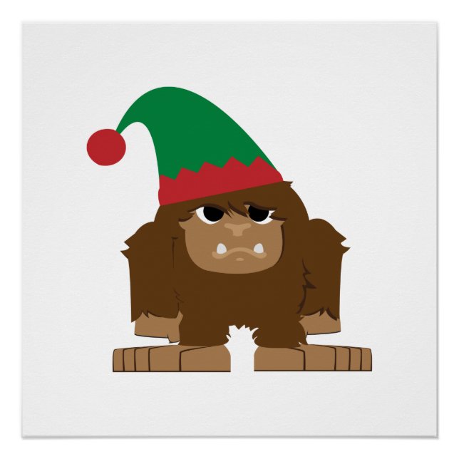 Cute Sasquatch Christmas Elf Poster (Front)