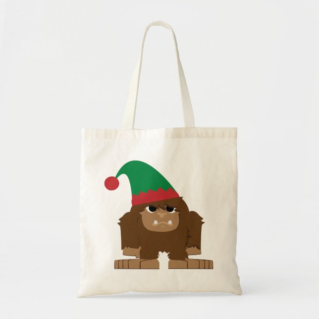 Cute Sasquatch Christmas Elf Tote Bag (Front)