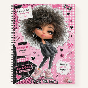 Cute Sassy Pink Doll Collage Spiral Notebook