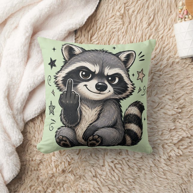 Cute Sassy Racoon Showing Attitude Cushion (Blanket)