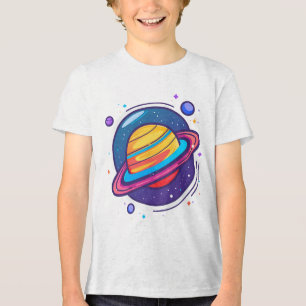 Cute Saturn Planet Baby T-Shirt – Colourful Space Tri-Blend Shirt