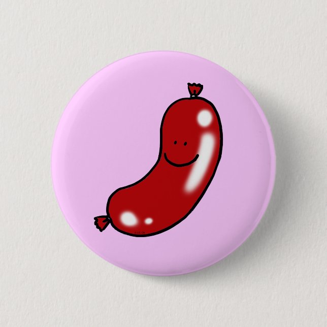 Cute sausage 6 cm round badge (Front)