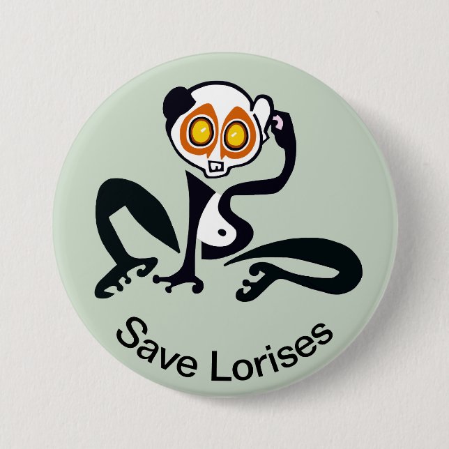 Cute Save LORISES - Endangered animal graphic - 7.5 Cm Round Badge (Front)