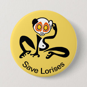 Cute Save LORISES -Endangered animal graphic - 7.5 Cm Round Badge