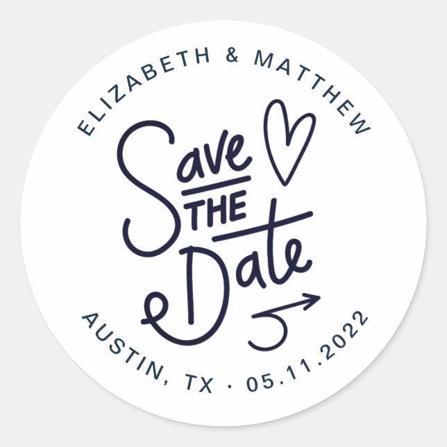 cute save the date monogram sticker (Front)