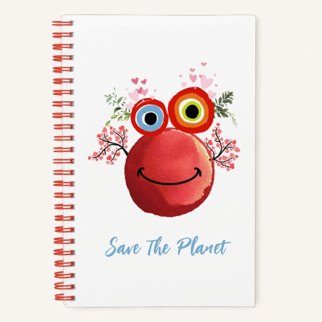 Cute Save The Planet Collection Custom Text Notebook (Front)