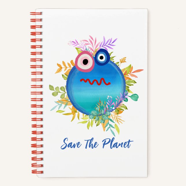 Cute Save The Planet Collection Spiral Notebook (Front)