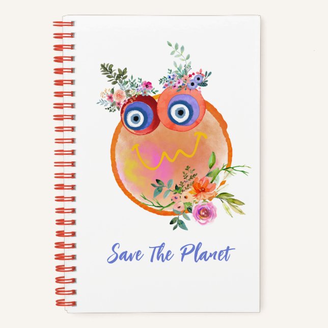 Cute Save The Planet Collection Spiral Notebook (Front)