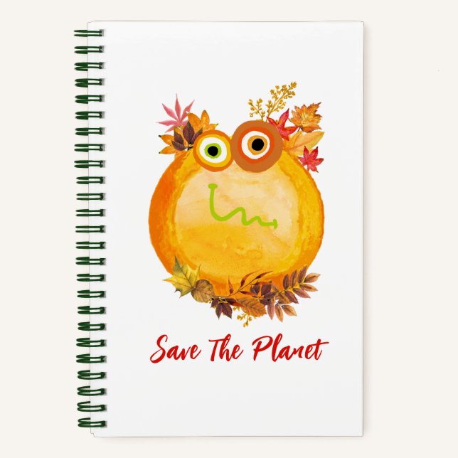Cute Save The Planet Collection Spiral Notebook (Front)