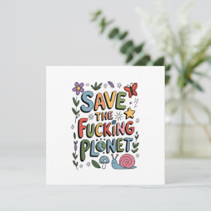 Cute Save the Planet Environmental Ecowarrier  Invitation