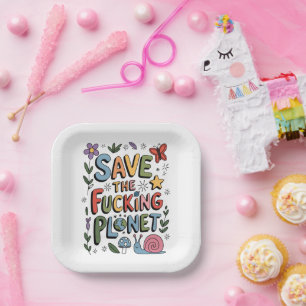 Cute Save the Planet Environmental Ecowarrier  Paper Plate