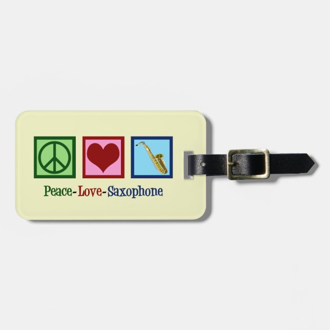 Cute Saxophone Luggage Tag (Front Horizontal)