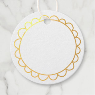 Cute Scallop Edge Doodle Circle Metallic Gift Favour Tags
