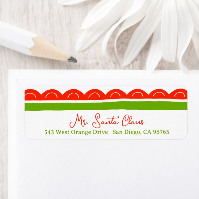 Cute Scalloped Christmas CUSTOM Return Address (Insitu)