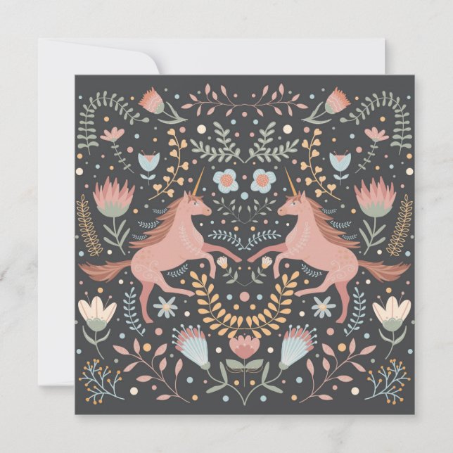 Cute Scandi Unicorn Holiday Card (Front)
