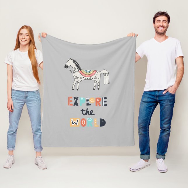 Cute Scandia Horse Explore the World Fleece Blanket (In Situ)