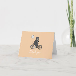 Cute Scandinavian Bear on Bike Minimalist Thank You Card