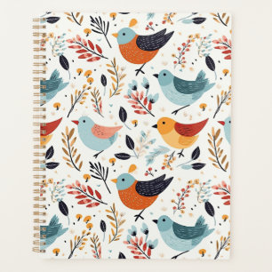 Cute Scandinavian Bird Folk Art Nature Planner