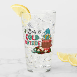 Cute Scandinavian Christmas Gnome & Hot Cocoa Glass