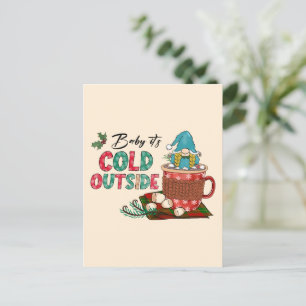 Cute Scandinavian Christmas Gnome & Hot Cocoa Postcard