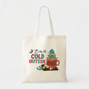 Cute Scandinavian Christmas Gnome & Hot Cocoa Tote Bag