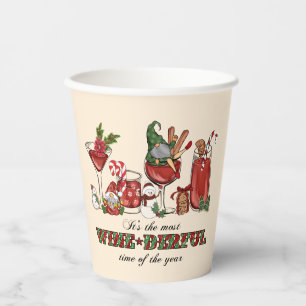 Cute Scandinavian Christmas Gnomes with Wine Glass Paper Cups