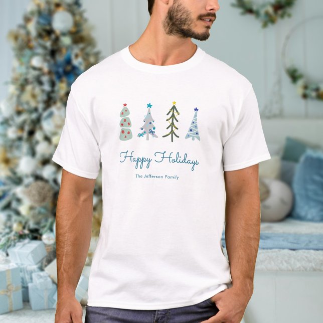 Cute Scandinavian Christmas trees  T-Shirt (Cute Scandinavian Christmas tshirt with your text. Personalize tshirts for you whole family.)