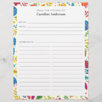Cute Scandinavian Floral Custom Recipe Insert