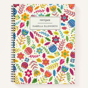 Cute Scandinavian Floral Personalised Recipe Notebook