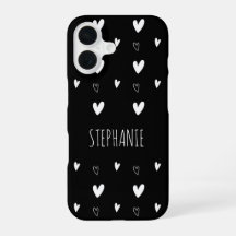 Cute Scandinavian Heart Pattern Black Personalised