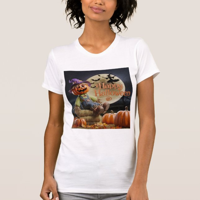 Cute Scarecrow Halloween T-Shirt (Front)