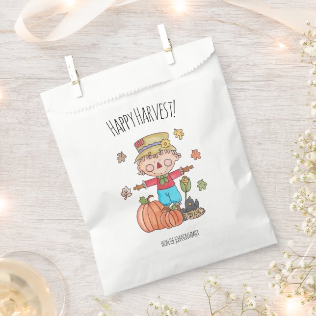 Cute Scarecrow Happy Harvest Favour Bags (Clipped)