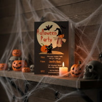 Cute Scarecrow & Kitty Halloween/Birthday Invite