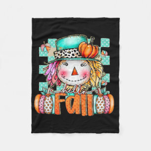 Cute Scarecrow Pumpkin Thanksgiving Halloween Hell Fleece Blanket