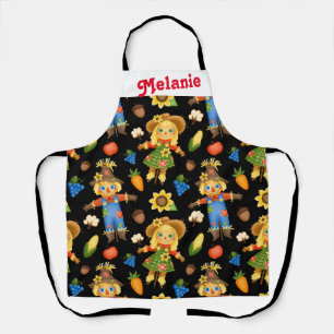 Cute Scarecrow Thanksgiving Halloween Pattern Apron