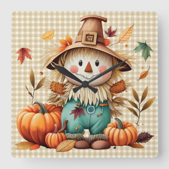 Cute Scarecrow Wall Clock (Front)