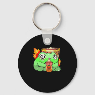 Cute Scary Frog Pumpkin Spice Latte Season Key Ring