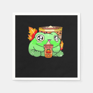 Cute Scary Frog Pumpkin Spice Latte Season Napkin