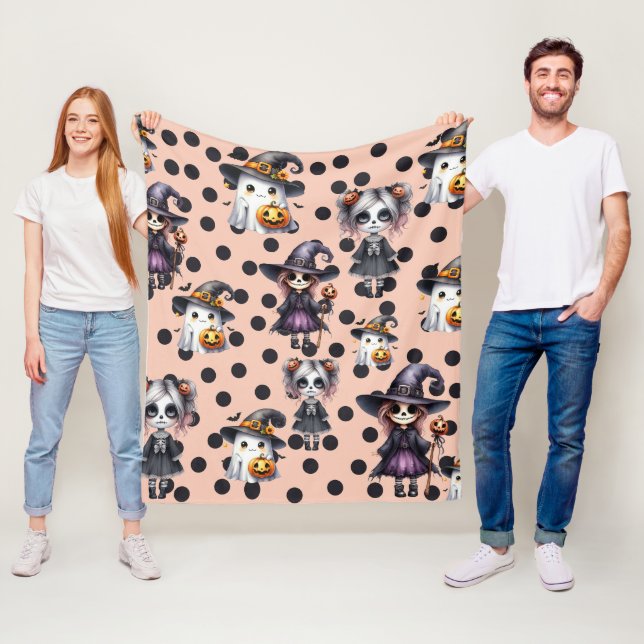 Cute Scary Funny Halloween  Fleece Blanket (In Situ)