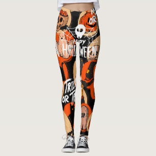Cute & Scary Halloween Spooky vibes Leggings