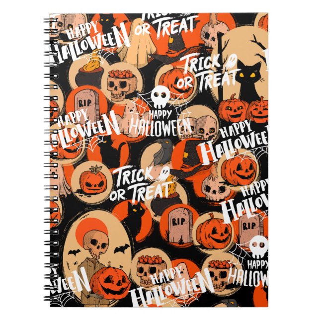  Cute & Scary Halloween Spooky vibes  Notebook (Front)