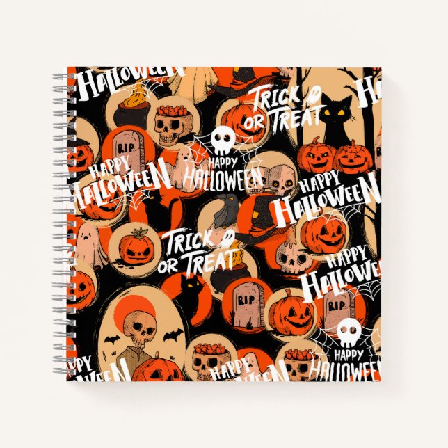  Cute & Scary Halloween Spooky vibes  Notebook (Front)