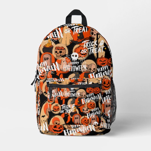  Cute & Scary Halloween Spooky vibes  Printed Backpack (Front)