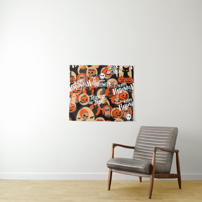  Cute & Scary Halloween Spooky vibes  Tapestry (In Situ (Horizontal))